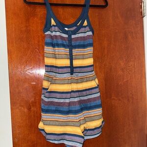 RVCA Striped Navy and Mustard Girls' One-Piece Romper